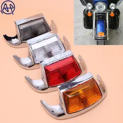 Motorcycle 4color Lens Front Fender Tip Light Lamp Edge 5050LED Chrome For Harley FLSTC Heritage Softail Classic