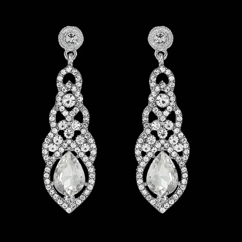 Miallo Fashion Austrian Crystal Alloy Bridal Long Earrings for Women Wedding Big Earrings for Bride Bridesmaids Gifts
