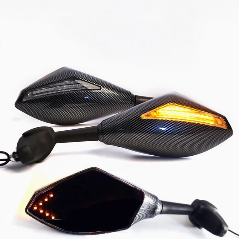 Evomosa Motorcycle LED Turn Signals Mirror Lights Rearview Mirrors  Smoke Lens for Suzuki SV650 Katana 600 750 GSX600F GSX750F