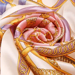 Foulard en soie de mûrier pour femmes, châle imprimé avec motif de chaîne, marque, silencieux, grande Cape pour climatisation, 100%