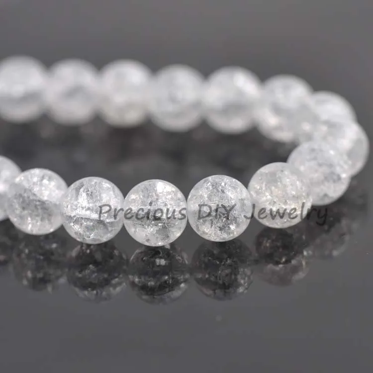 Natural White Cracked Crystal Round Beads For Jewelry making DIY 1 strand Pick Size 6mm 8mm 10mm 12mm TRS0004