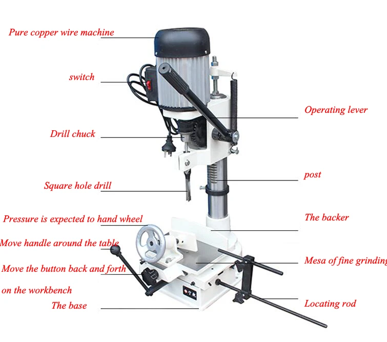 Machine à poinçonner pour le travail du bois, 220V, perçage de trous carrés, perceuse pour les yeux carrés, multifonction, JCM361A