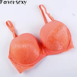 Women Sexy Underwire Padded Push Up Embroidery Lace Ladies Bra 34 36 38 40 42 44 D E Brassiere Bra Push Up Bras BH Lingerie