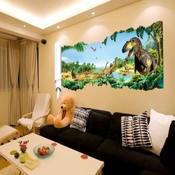 Dinosaur primitive world wall stickers for kids room bedroom nursery classroom wall background decor removable wall decals