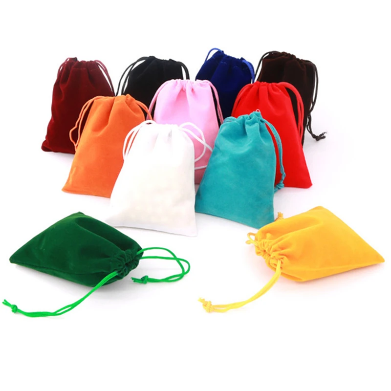 

100Pcs/lot 5x7 7x9 8x10 9x12cm Velvet Drawstring Pouch Bag With Jewelry Bag Christmas Wedding Gift Red Velvet Bags 77