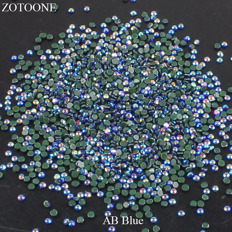 ZOTOONE Iron On Glass Strass Stones And Crystals Hotfix Flat Back AB Rhinestones Nail For Clothing Crafts Applique Decoration E