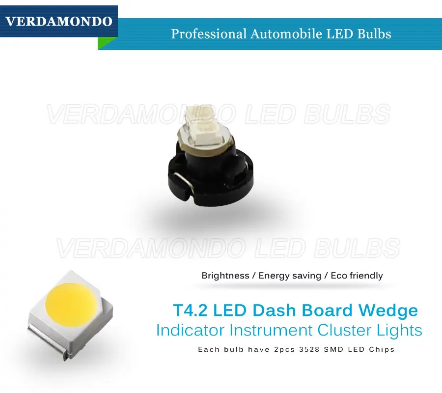6 قطعة T4.2 2SMD 1210 3528 سيارة LED لوحة القيادة متر مصباح لوح لمبة أبيض أحمر أخضر أصفر وردي الجليد الأزرق 12 فولت