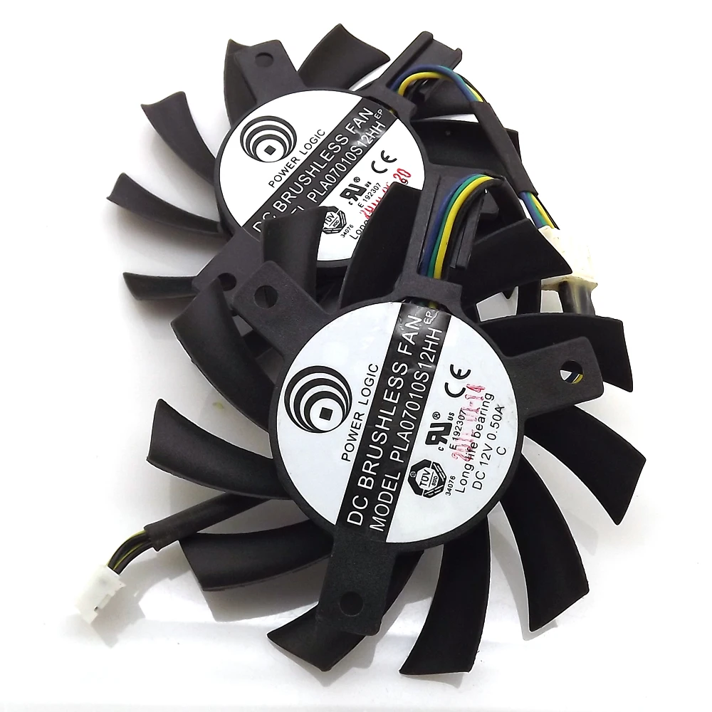 2pcs/lot PLA07010S12HH 12V 0.50A 65mm 40x40x40mm MSI R5770 N450GTS HAWK Graphics Card Cooling Fan 4Pin 4Wire