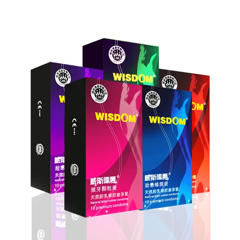 50 Pcs WISDOM Condoms Natural Latex G Spot Condom 5 Type Thin Condoms For Men Spike Condones Contraception Penis Sleeve Sex Toys