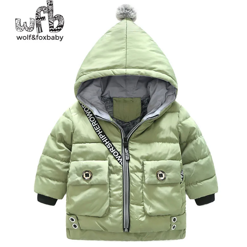 Retail 3-8 years children's small hair ball hooded jacket back small bag cotton jacket short winter