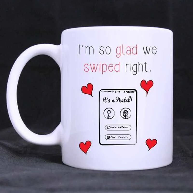 Coffee Mug I'm So Happy I Swiped Right Tea Cup Ceramic Coffee Mug 11 Ounce