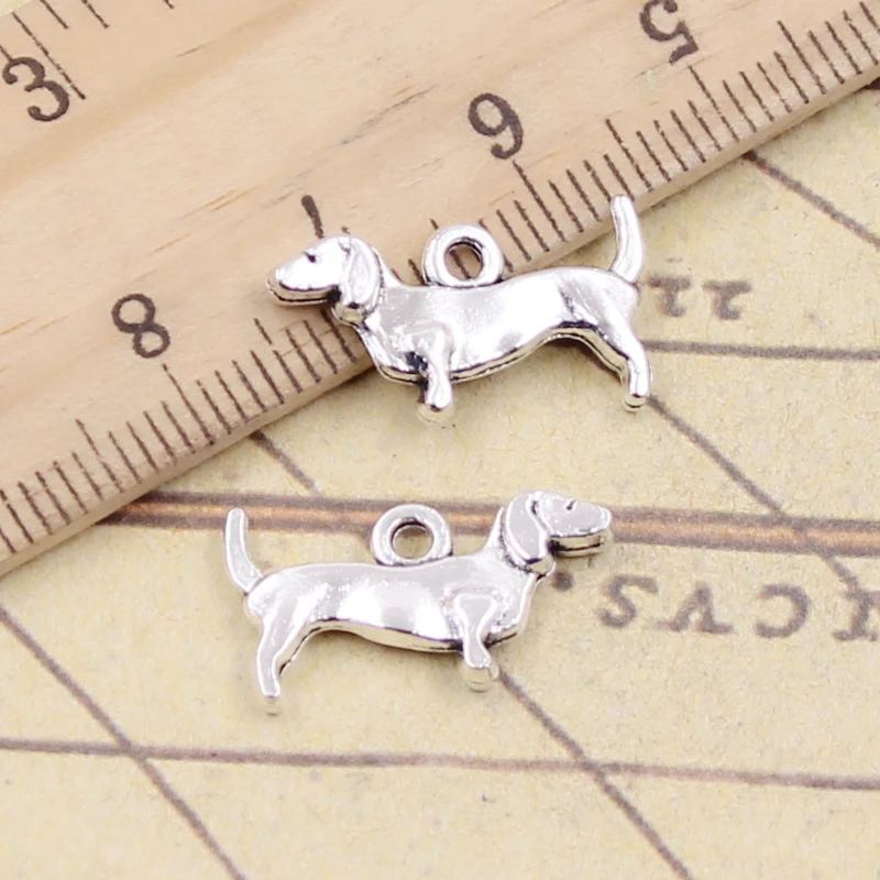 30pcs Charms Dog 10x18mm Tibetan Bronze Silver Color Pendants Antique Jewelry Making DIY Handmade Craft