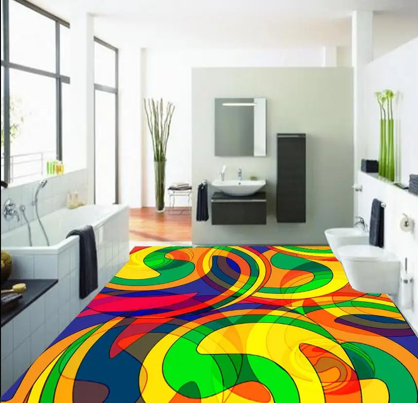 

Custom Photo Floor 3D Wallpaper Modern Art Abstract Fashion Painted 3D Floor Self-adhesive PVC Wallpaper 3D Floor