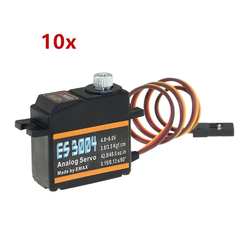 10Pcs/lot EMAX Servo ES3004 17g Macro Analog Servo Metal Gear for RC FPV Fixed Wing Airplane DIY Racing drone high quality