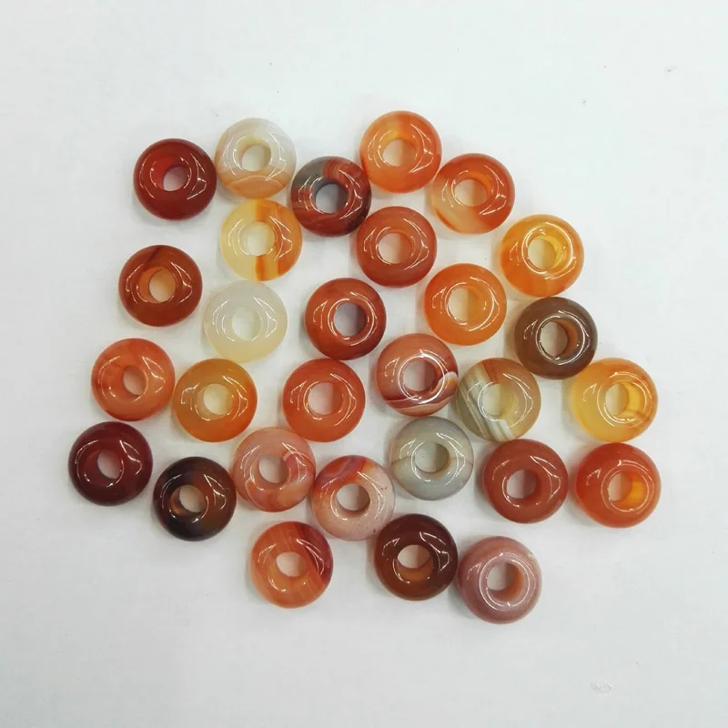 

wholesale 14*8mm Fashion natural red onyx stone round shape big hole beads For Bracelet Charms 50pcs/lot free shipping