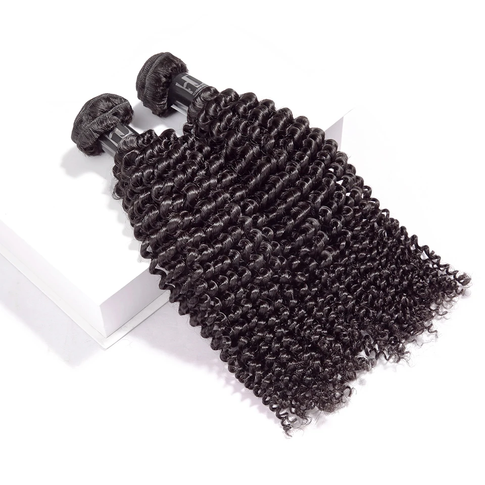 Afro Kinky Curly Brazilian Hair Weave 3 4 Bundle Water Wave Human Hair Bundles 12A Natural Color Vingin Remy Hair Double Drawn