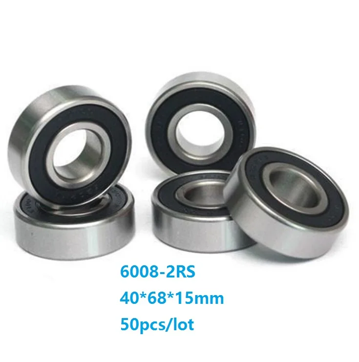 

50pcs/lot 40x68x15mm 6008RS 6008-2RS 6008 2RS 40*68*15mm Double rubber seal Deep Groove Ball bearing