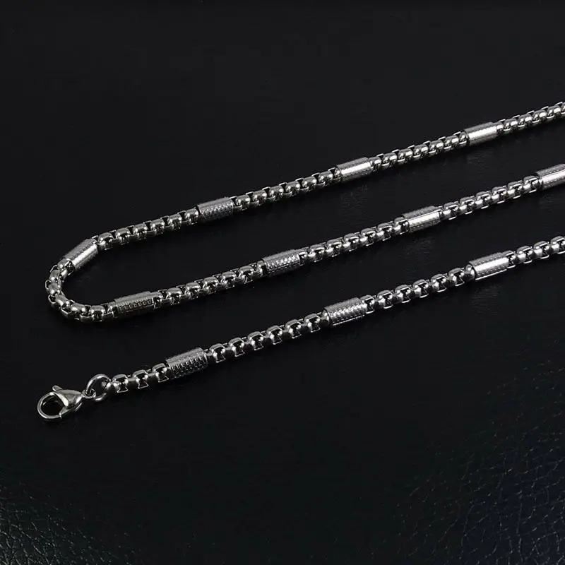 Hiphop/Rock Style Stainless Steel Link Chain Necklace For Men Gift Box Chain Length 50/60/70/80/90CM