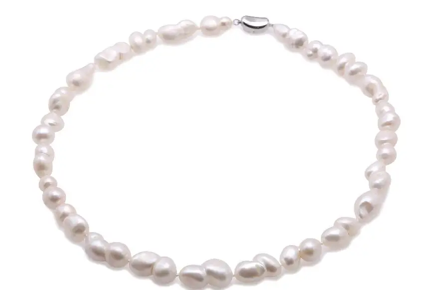 Women Jewelry natural pearl 22mm white pearl peanut calabash baroque necklace AA+ Natural freshwater pearl handmade gift