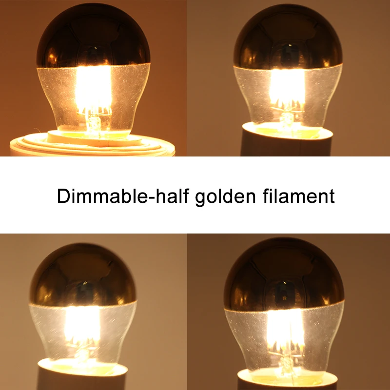 Ampoule E27 E26 Led Filament Light COB 4W 110v 220v Decorative Shadowless Candle Bulb G45 Half Golden Top Lamp For Home House