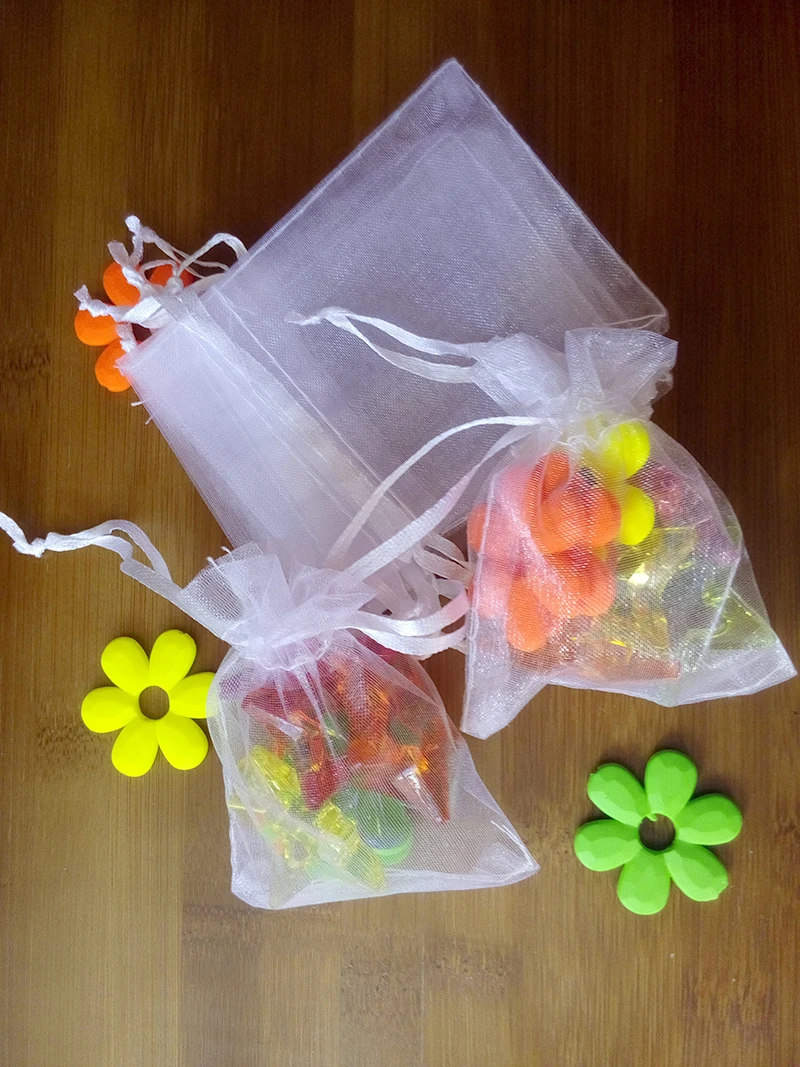 

17*23cm 200pcs Organza Bag white Drawstring bag jewelry packaging bags for tea/gift/food/candy small transparent pouch Yarn bag