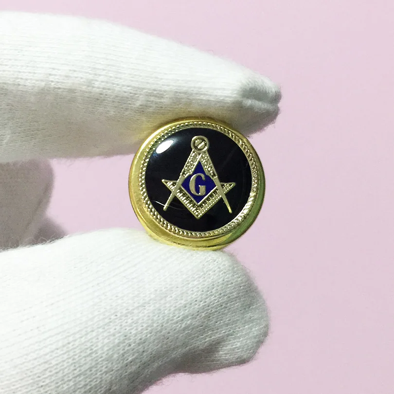 10pcs Masonic Pins Metal Button for ID Card Rope Black Enamel G Compass and Square Lapel Pin Badge Freemasonry Masons Craft