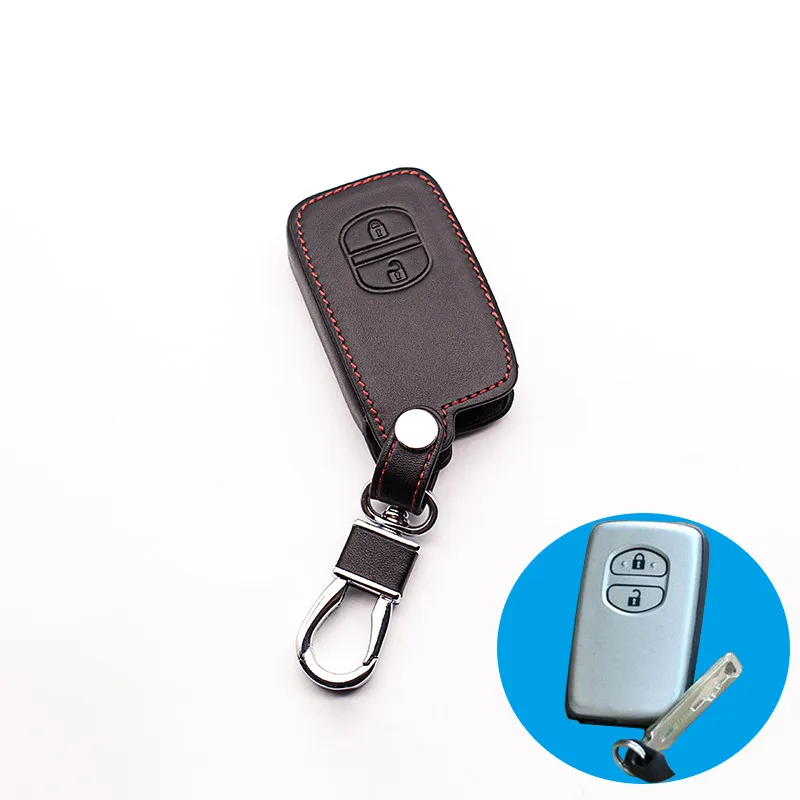 Genuine Leather car Key Cover For Toyota Camry Highlander Crown Prado Land Cruiser Vitz Prius Intelligent Key Case Protector Bag