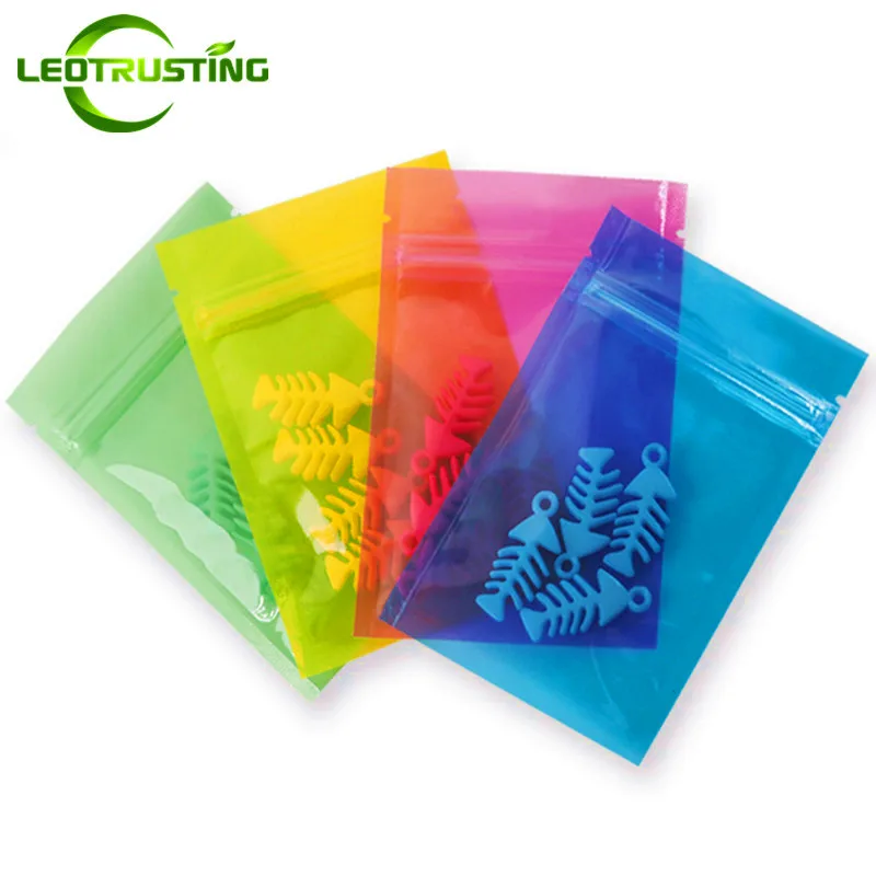 100PCS Flat Bottom Clear Plastic Zipper Packaging Bag DIY Jewelry Tea Decorations Headwear Chains Wedding Gifts Storage Pouches