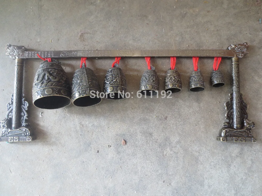 

Exquisite private collection of Chinese antique bronze bells,Hand-carved dragon bell 15 Inch length