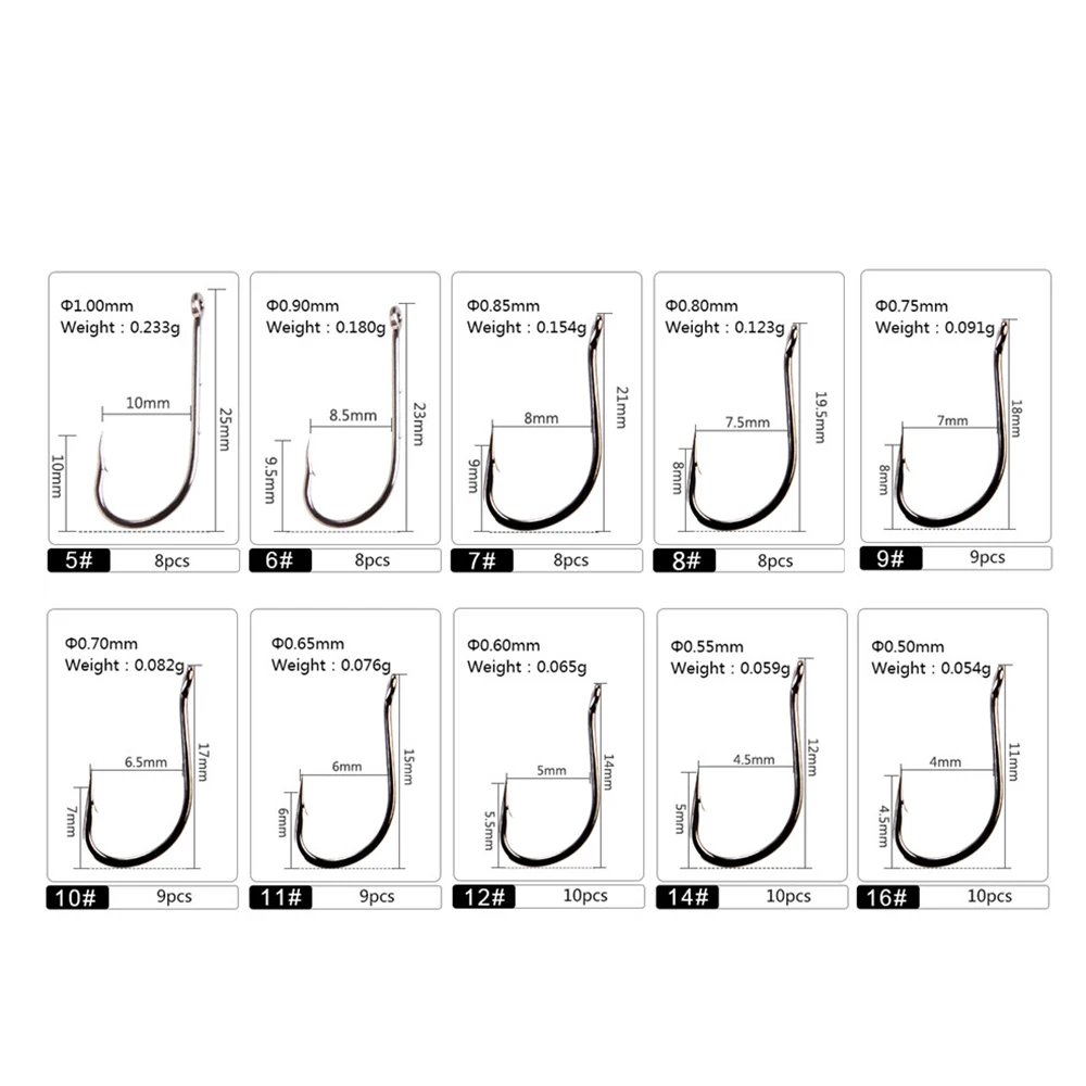 8-10PCS BAITHOLDER Fishing Hooks With Eye 5#-16# Barbed Circle High Carbon Steel Fishhook Accessories