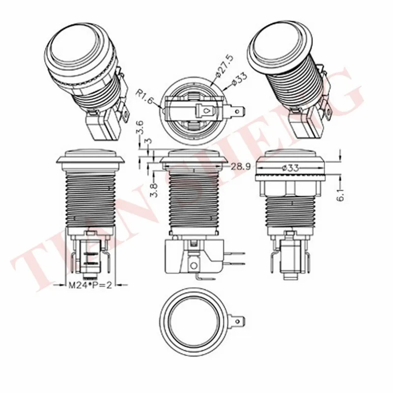 32 mm Arcade ronde vorm LED verlichte drukknop met schakelaar voor gamingmachine videogameconsoles reparatieset onderdelen