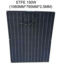 Black Flexible Solar Panel ETFE 150W 24v Battery Charger With 48pcs Monocrystalline Solar Cell