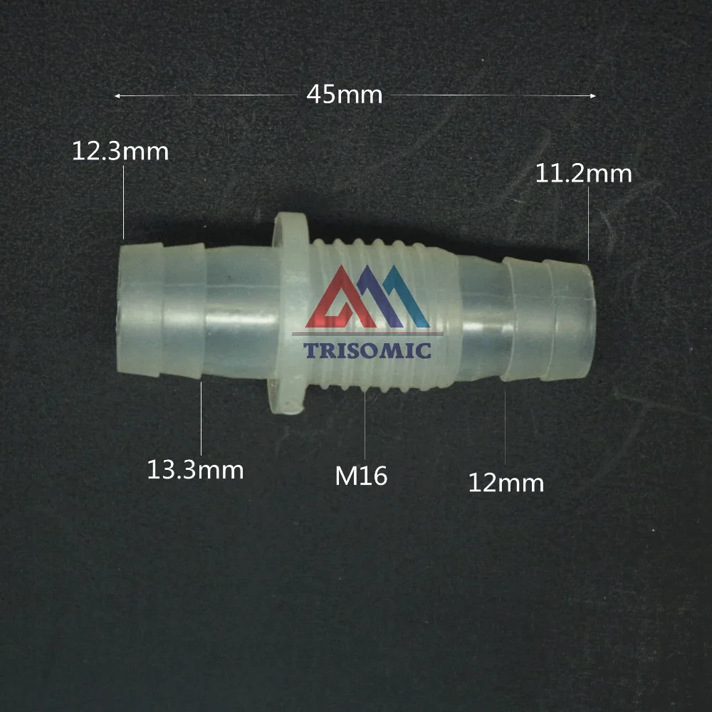 

11mm-M16-12mm Straight Reducing Connector Plastic Fitting Barbed Reducing Connector Metric Material PP