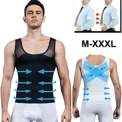 Hombres Shapewear pecho compresión camisa para ocultar Gynecomastia Moobs adelgazamiento Body Shaper chaleco Abdomen pecho Slim camisa hombres corsé