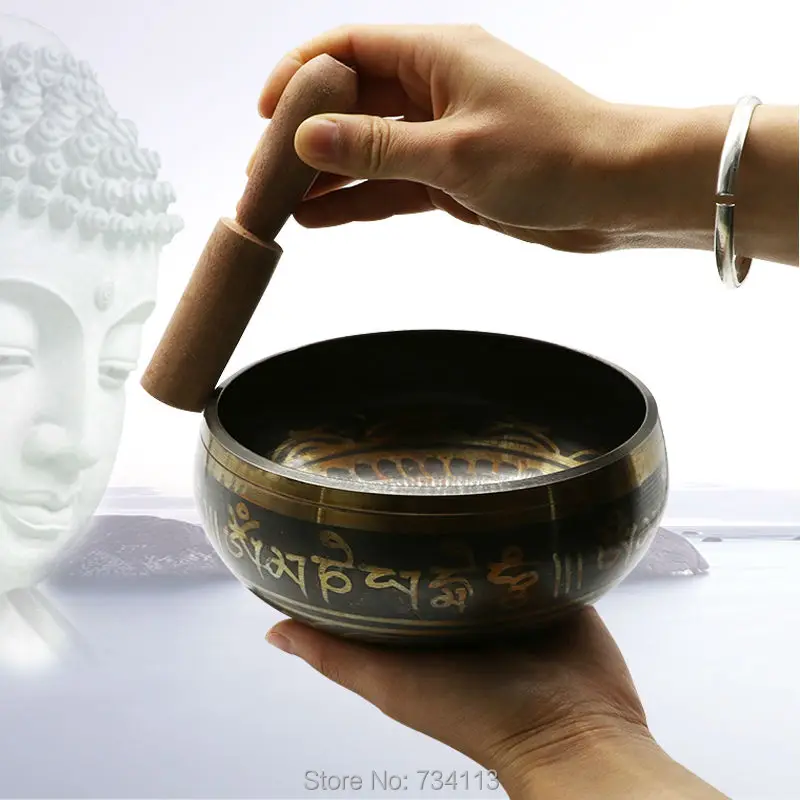 Prayer bowl Yoga Tibetan Singing Bowl Himalayan Hand Hammered Chakra Meditation Home Decoration Crafts Religion Belief 10.5cm