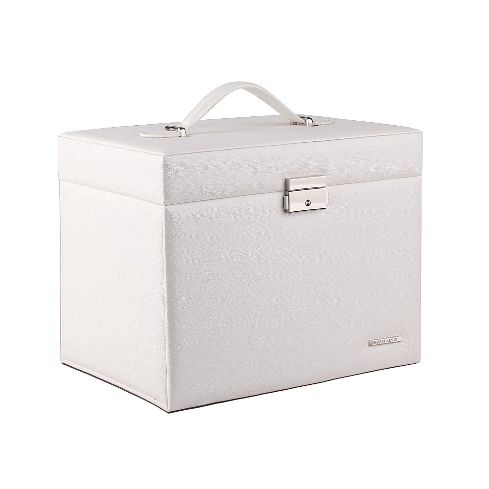 White Large Jewelry Box Girls Jewellery Velvet Storage Organizer Travel Case Watches Holder Gift Necklaces Rings Earring Display