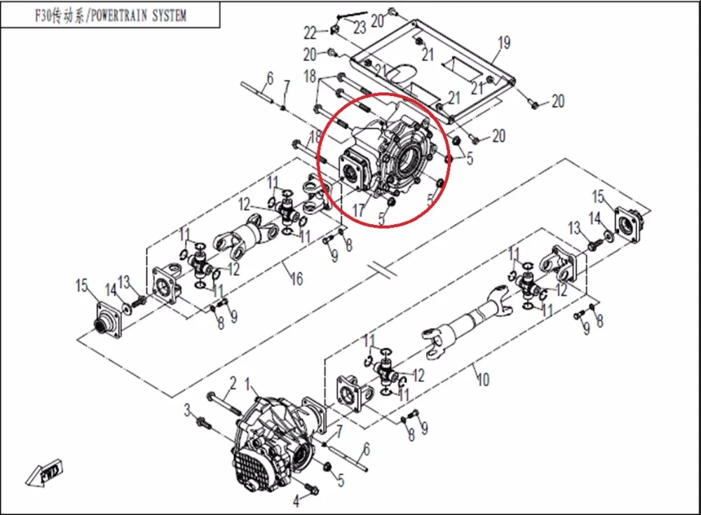 Caja de cambios diferencial trasera, caja de transmisión trasera adecuada para CFZFORCE 800/CFZ8, el código de piezas es Q530- 330000