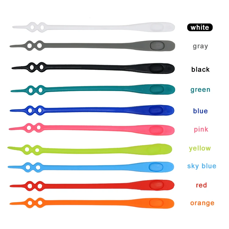 V-tie 14pcs/pack Waterproof silicone shoelace safty shoes accessories  round elastic shoelaces no tie sport shoelaces