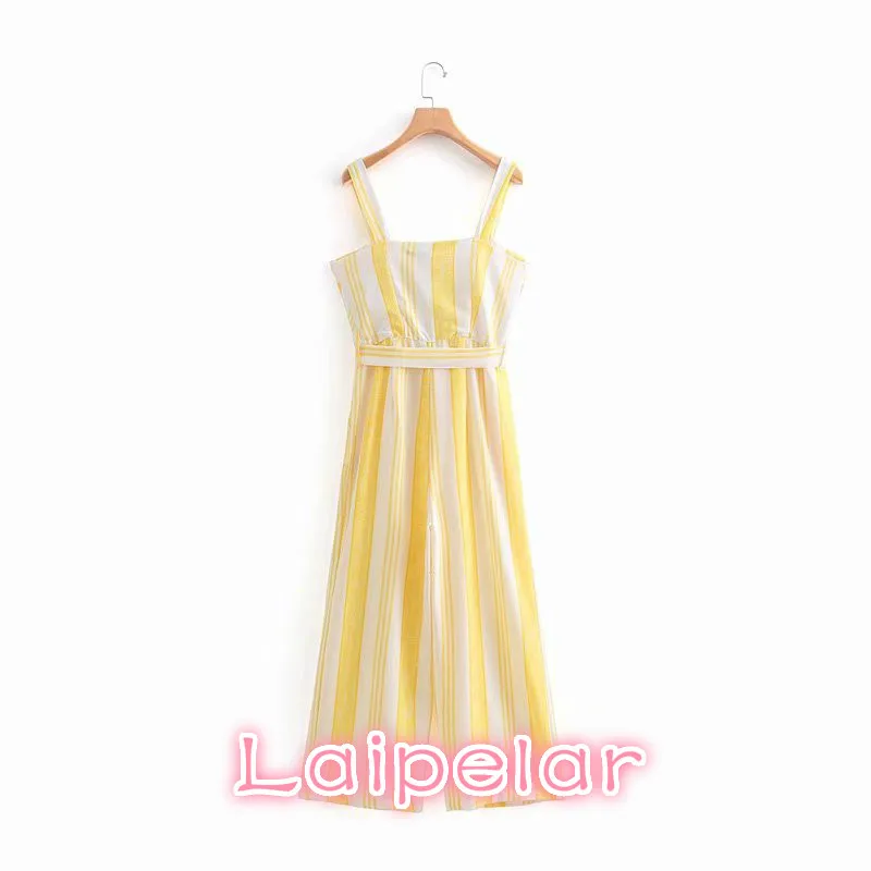 Korean backless striped jumpsuits for women  sexy summer rompers womens jumpsuit Casual sleeveless sashes office playsuits