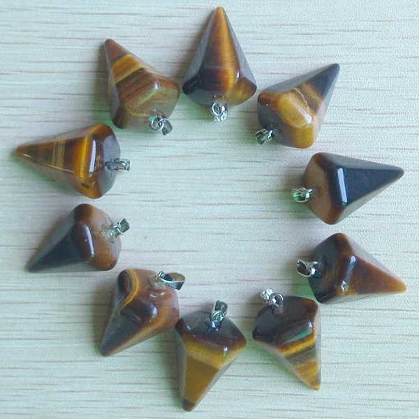 2017 fashion top quality tiger eye stone faceted Pendulum charms pendants for jewelry making Wholesale 12pcs/lots free shipping