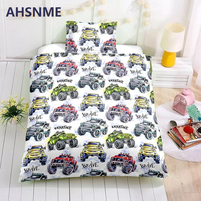 AHSNME Special Promotion! ! ! Offroad Racing Bedding Set Cartoon Toy Cars Pattern Children super love gift Quilt Cover