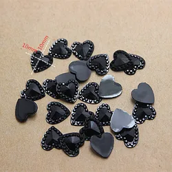 10mm 200 pz resina nera a forma di cuore flatback cabochon mestiere di DIY Scrapbooking/decorazione del chiodo