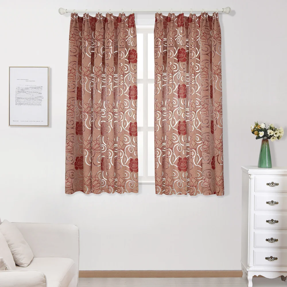 NAPEARL Tende semi-opaccanti corte jacquard dal design floreale trattamenti tende moderne per cucina soggiorno finestra pronta