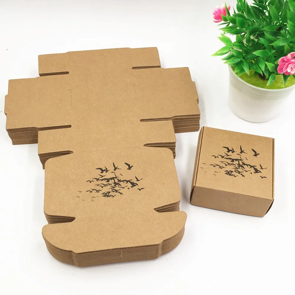 

50pcs Lovely Kraft Brown Gift Boxes DIY Handmade soap/Jewelry/Cake/Cosmetics/Candy Box Paper Storage/Packing Boxes