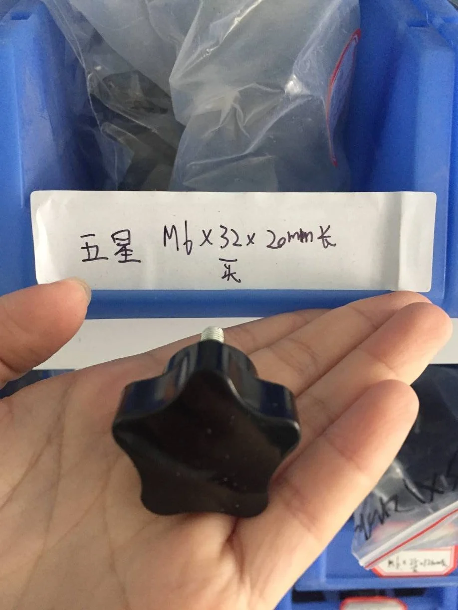 5pcs Black Star ลูกบิด M6 x 10/14/20/25/30/35/40 /50/60/70/80 มม.ความยาว x32mm