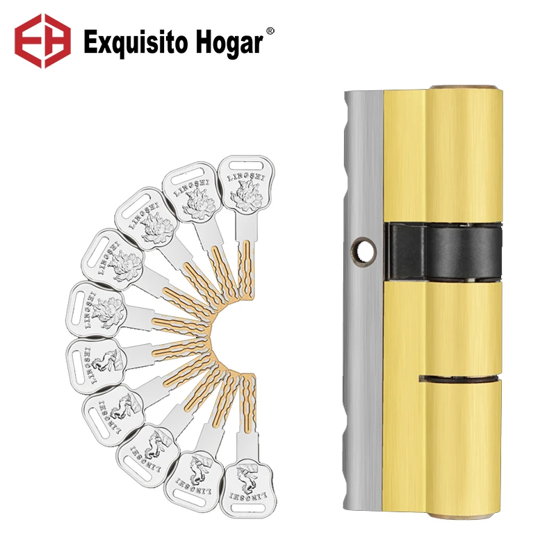 10 Keys Double Sided Blade Stainless Steel Anti Prying Break Steel Bar Brass Serpentine Groove Key Door Lock Cylinder