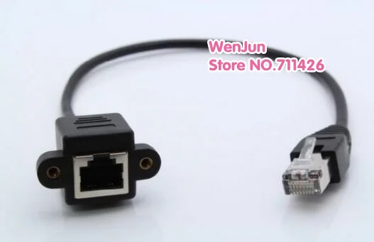 30cm/60cm/1M Screw Lock panel mount RJ-45 RJ45 Cat5 male to female m/f Ethernet Network extension Cable cord + screws