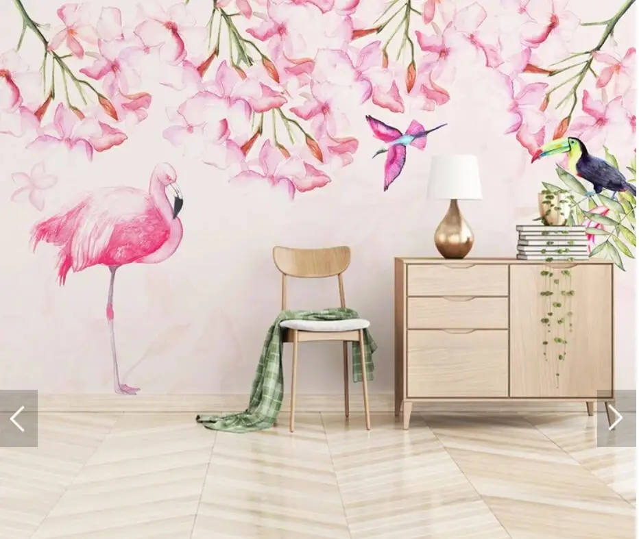 

Nordic Flaming Flower Wallpaper Mural Wall Decorative Wall Paper Roll 3D Home Improvement Wall Murals Animal Contact Paper