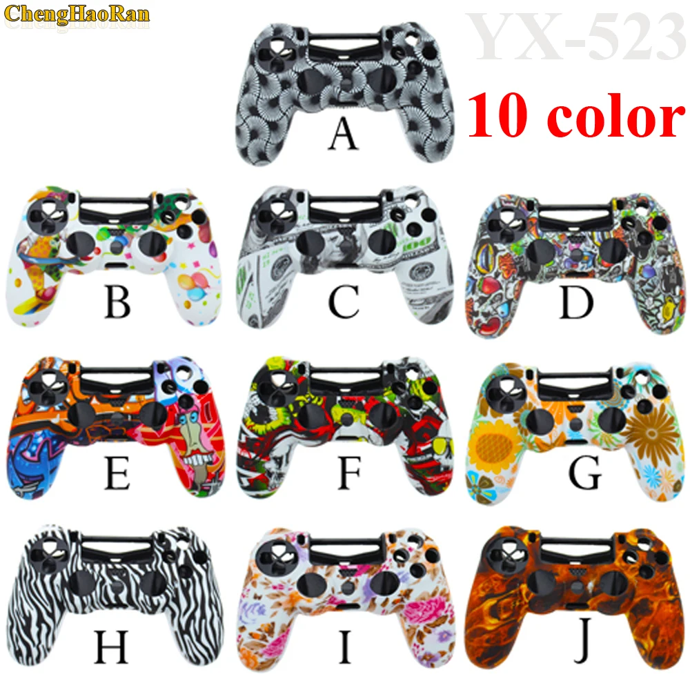 

5-50pcs Camouflage Case Graffiti Studded Dots Silicone Rubber Gel Skin for PS4 Slim/Pro Controller Cover Case for Dualshock4