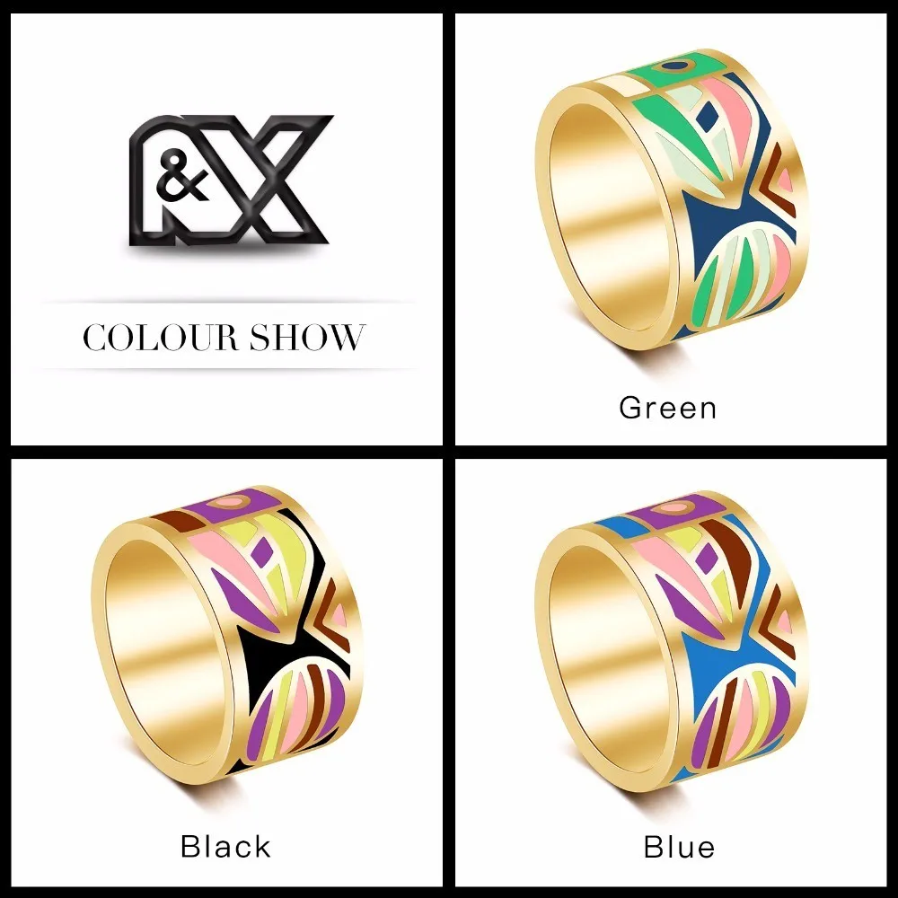 R&X 2016 stainless steel drip fashion colored enamel hot style in Europe and America national chain.scarves buckle ring